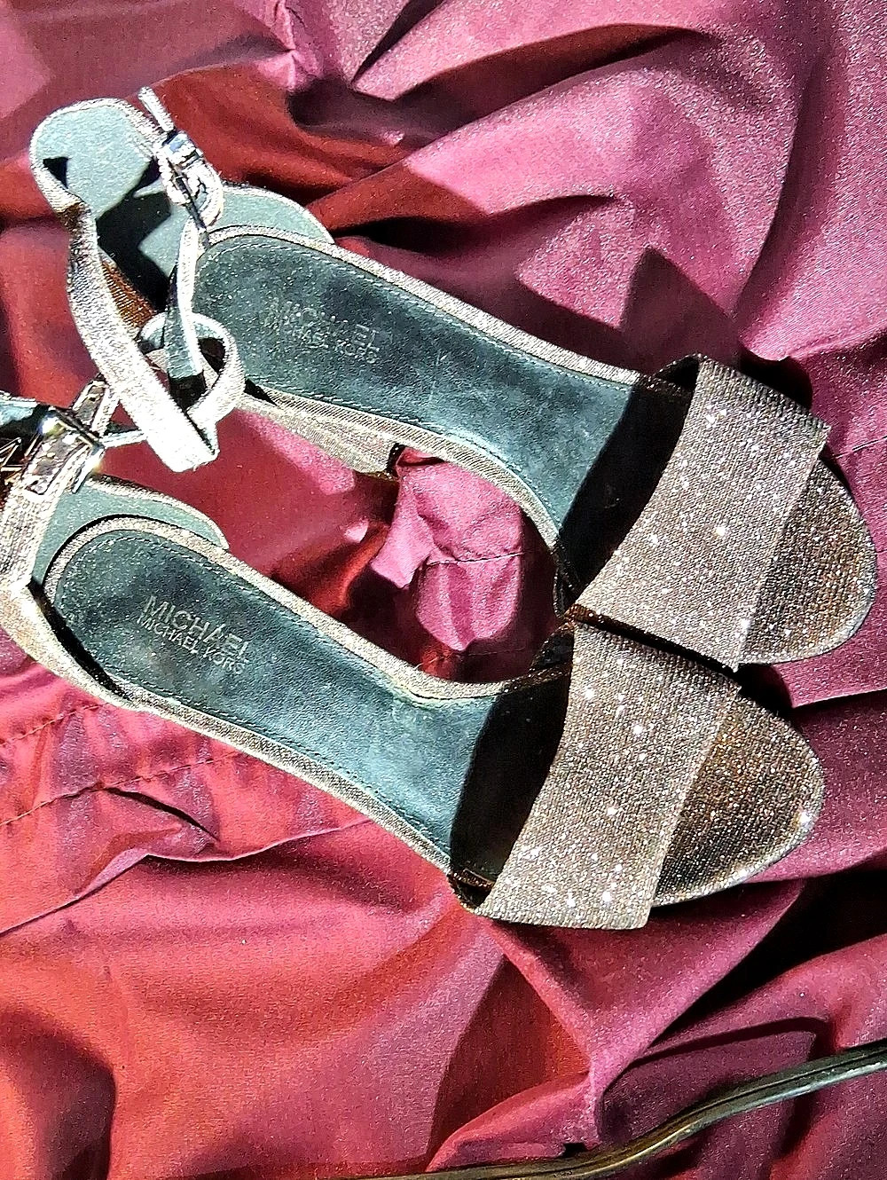Michael Kors Hannah Metallic Block Heel Sandal Gold